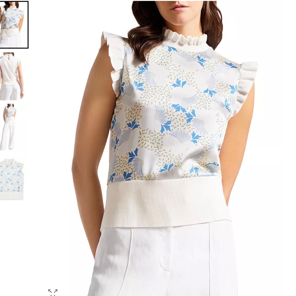 Ted Baker Luseea Woven Front Knit Top - Size 1